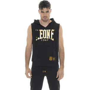 Felpe da uomo smanicata con cappuccio, con logo grande Leone 1947 Gold