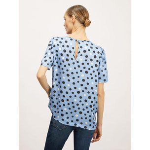 Motivi - Blusa in raso fantasia a pois - Azzurro