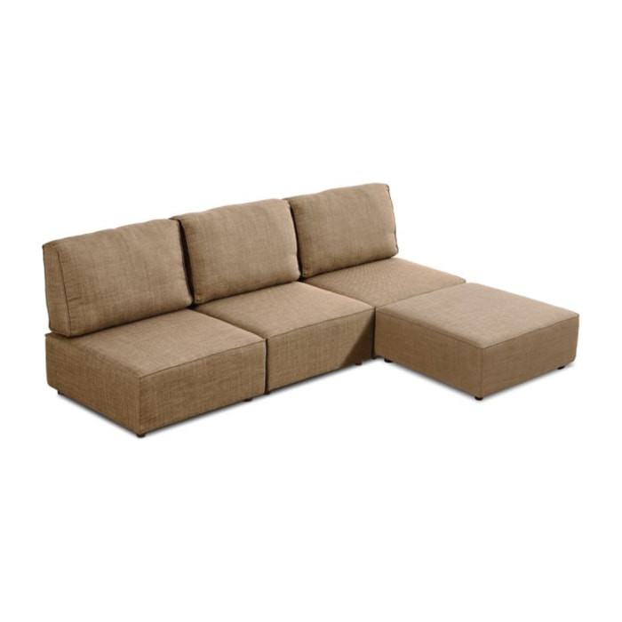 Sofá modular con chaiselongue 3 plazas Cubiq Beige