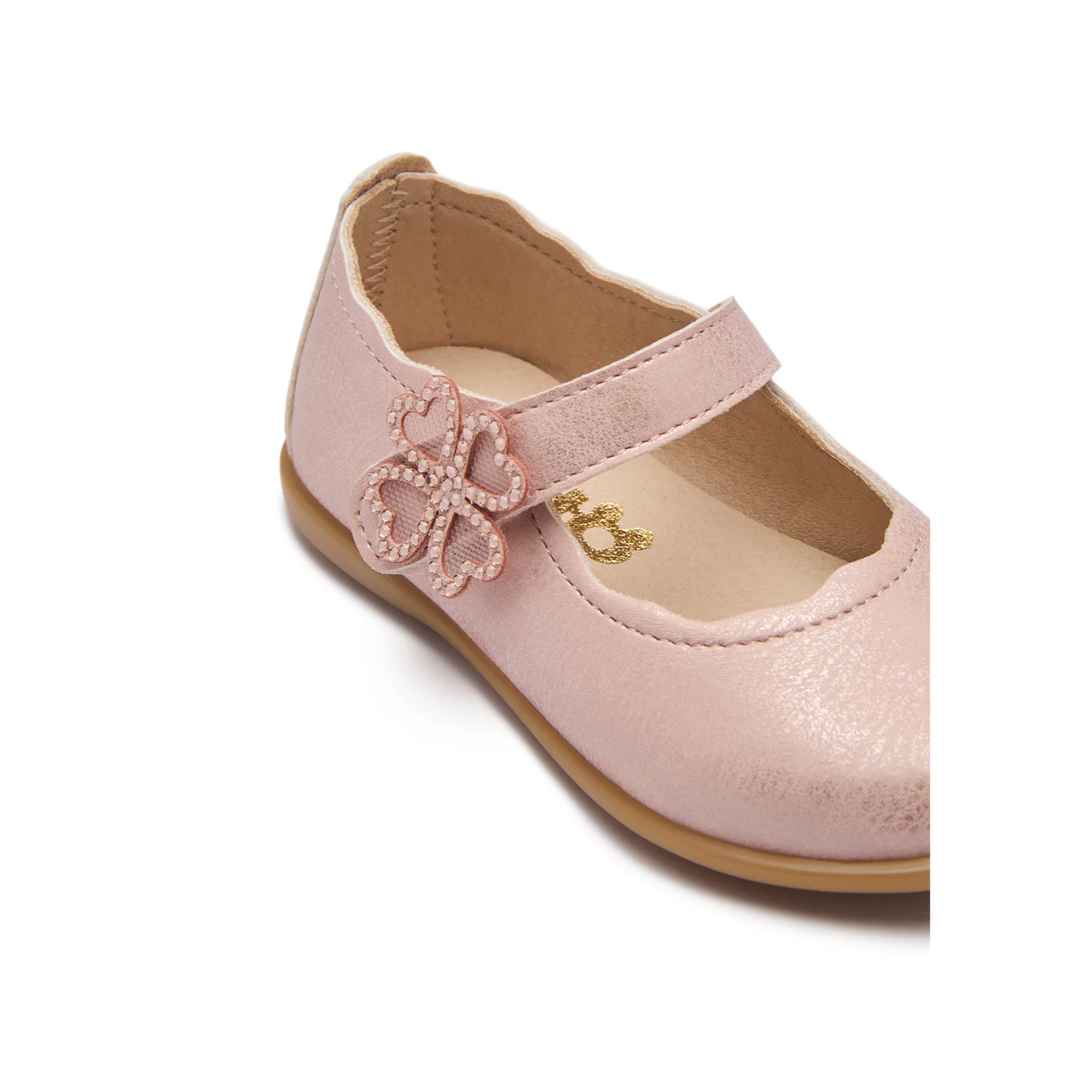 Ballerine neonate con dettaglio a cuore in rosa