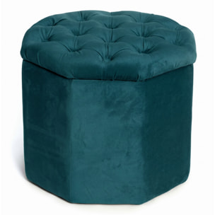 Pouf contenitore ottagonale in velluto - PETROLIO
