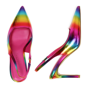 Slingback multicolor laminate, tacco 10 cm