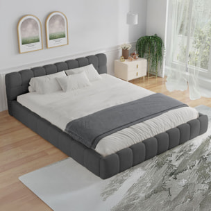 PRINCETON Lit nuage 160x200cm en velours gris