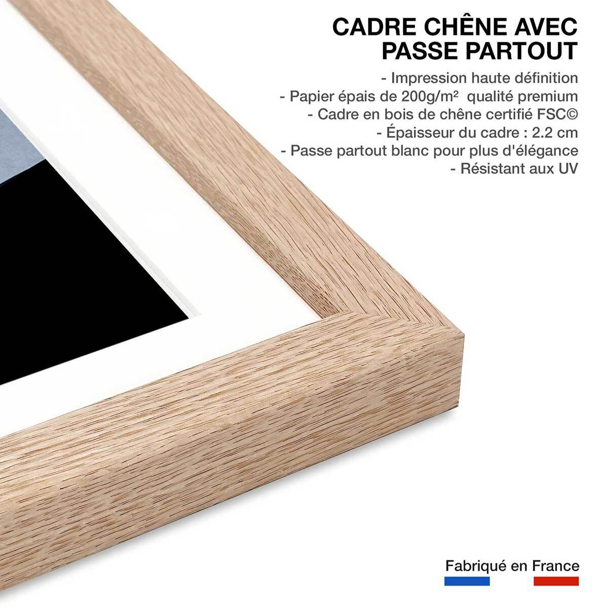 Affiche ""Memoire de vagues"" Affiche sous cadre bois