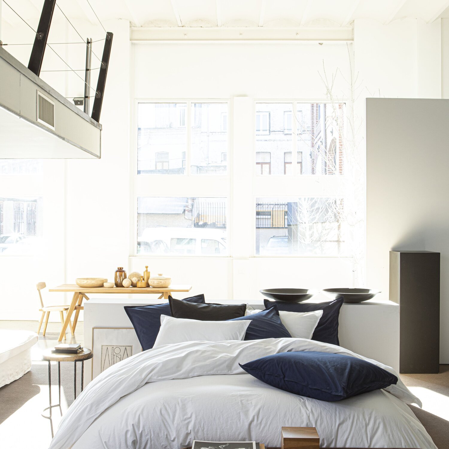 Housse De Couette 100% percale Coton lavé 80fils Blanc