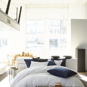 Housse De Couette 100% percale Coton lavé 80fils Blanc