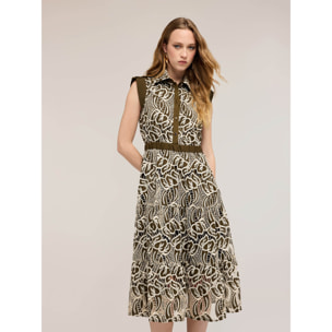 Motivi - Vestido camisero en sangallo - Verde militare