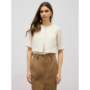 Oltre - Gilet in tessuto con paillettes - Bianco