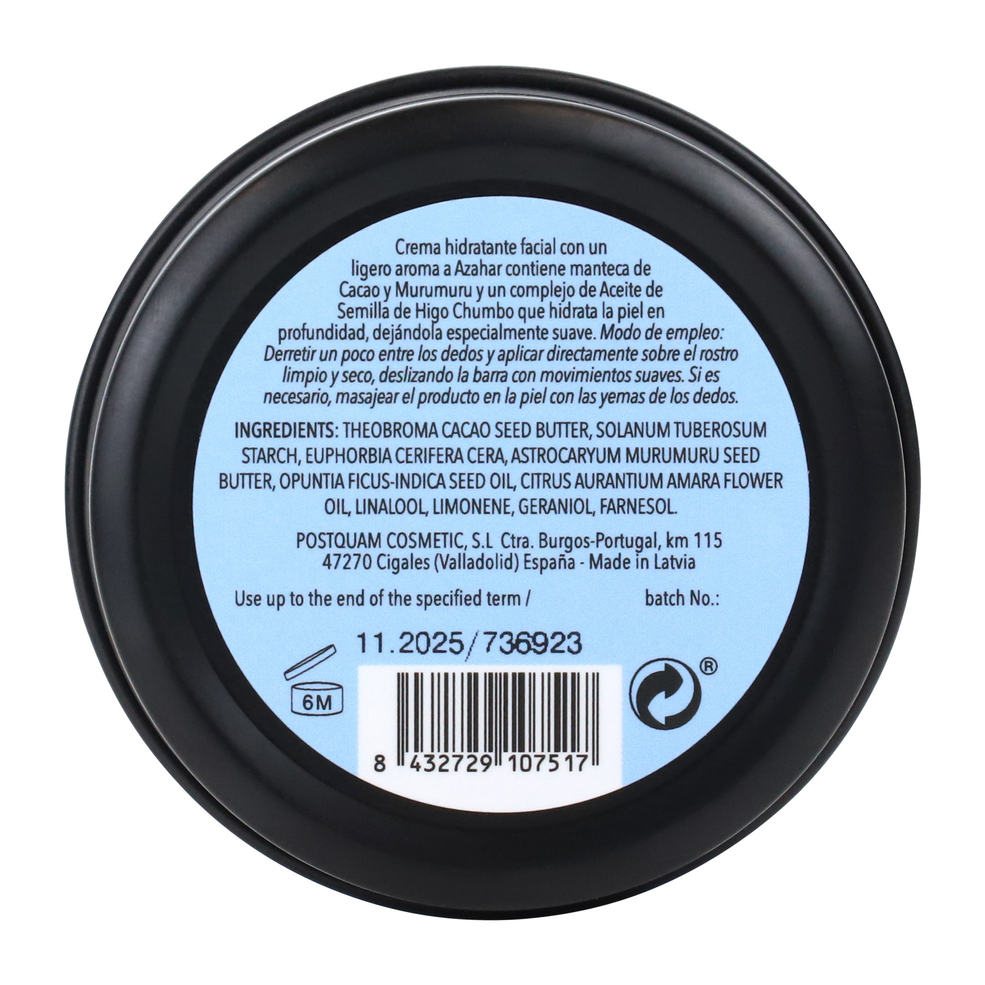 Barre hydratante solide pour le visage