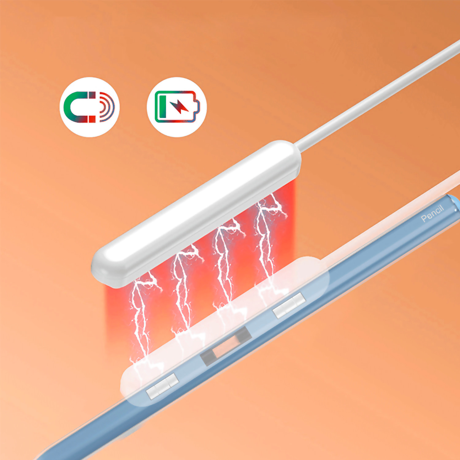 Penna a matita magnetica P10S con punte sostituibili. Nucleo inclinabile in rame superconduttore. Involucro trasparente.
