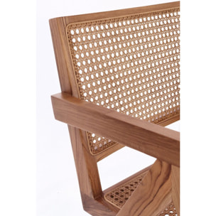 Poltrona lounge GALIA in legno di teak naturale e rattan