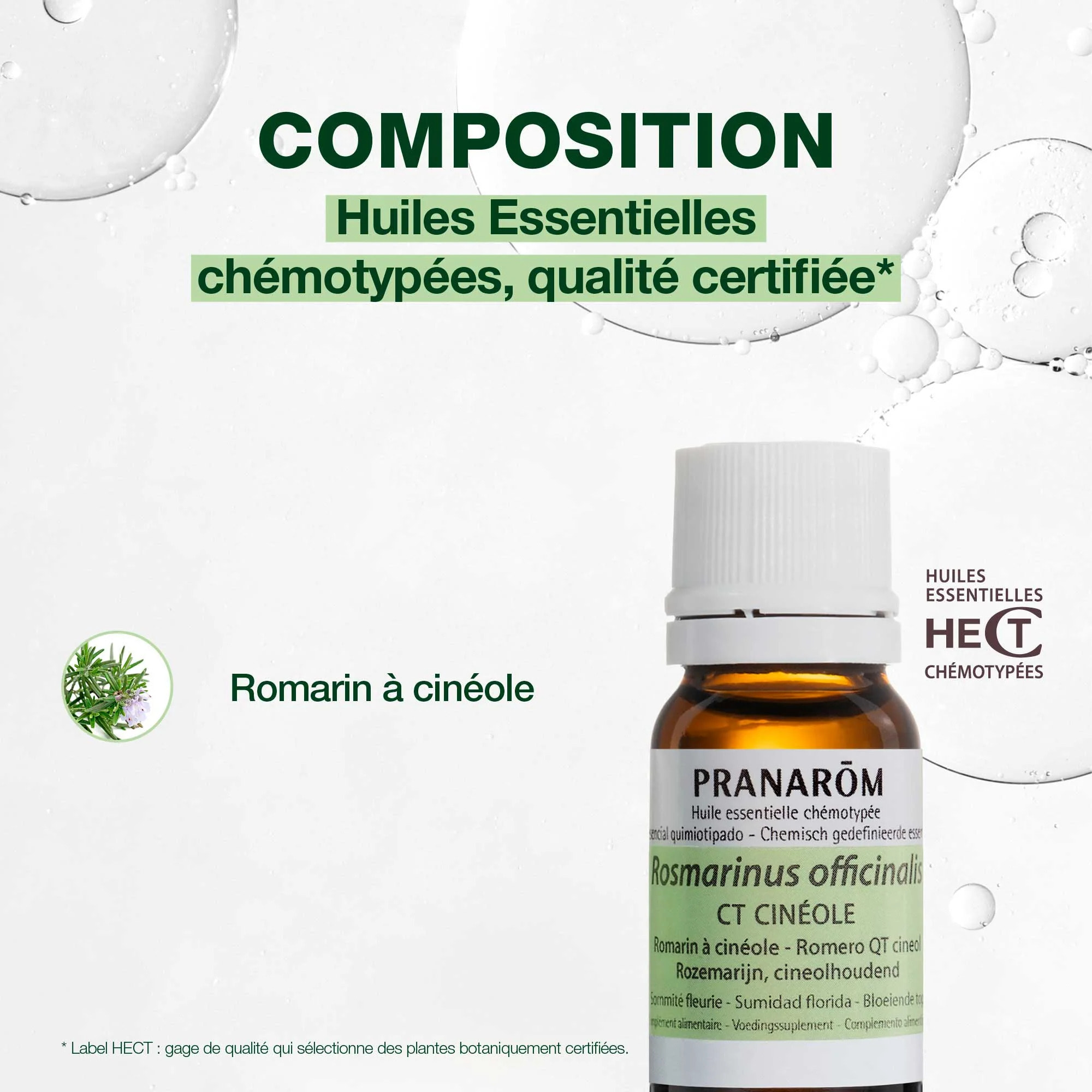 Pranarom - Huile Essentielle de Romarin à cinéole - 10 ml