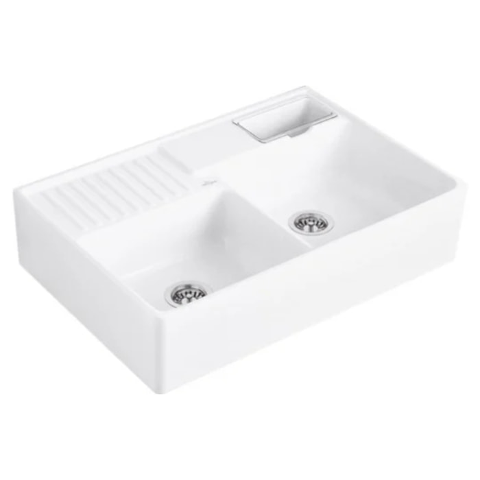 Evier cuisine Tradition Stone White CeramicPlus avec vidage automatique