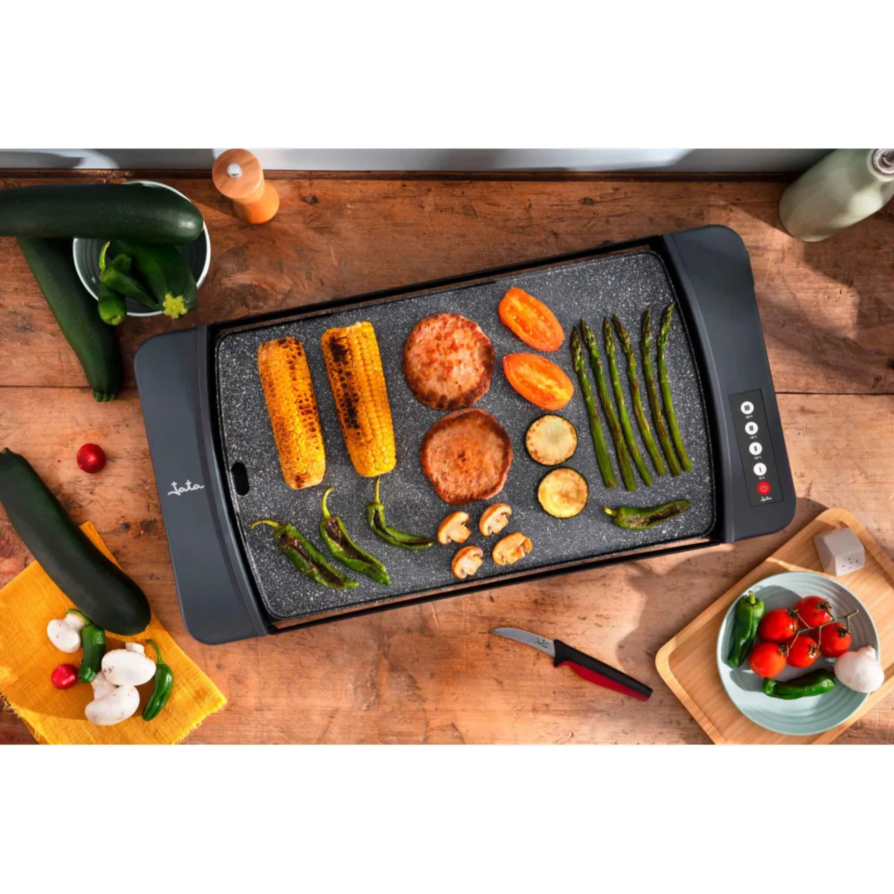 Plancha de cocina eléctrica JATA JEGR2851. Control electrónico. 4 temperaturas. 2600 W