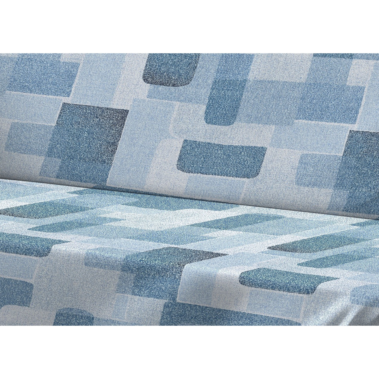 Telo Arredo Copritutto Grand Foulard Copridivano Copriletto 100% Cotone Disegno Brick Azzurro
