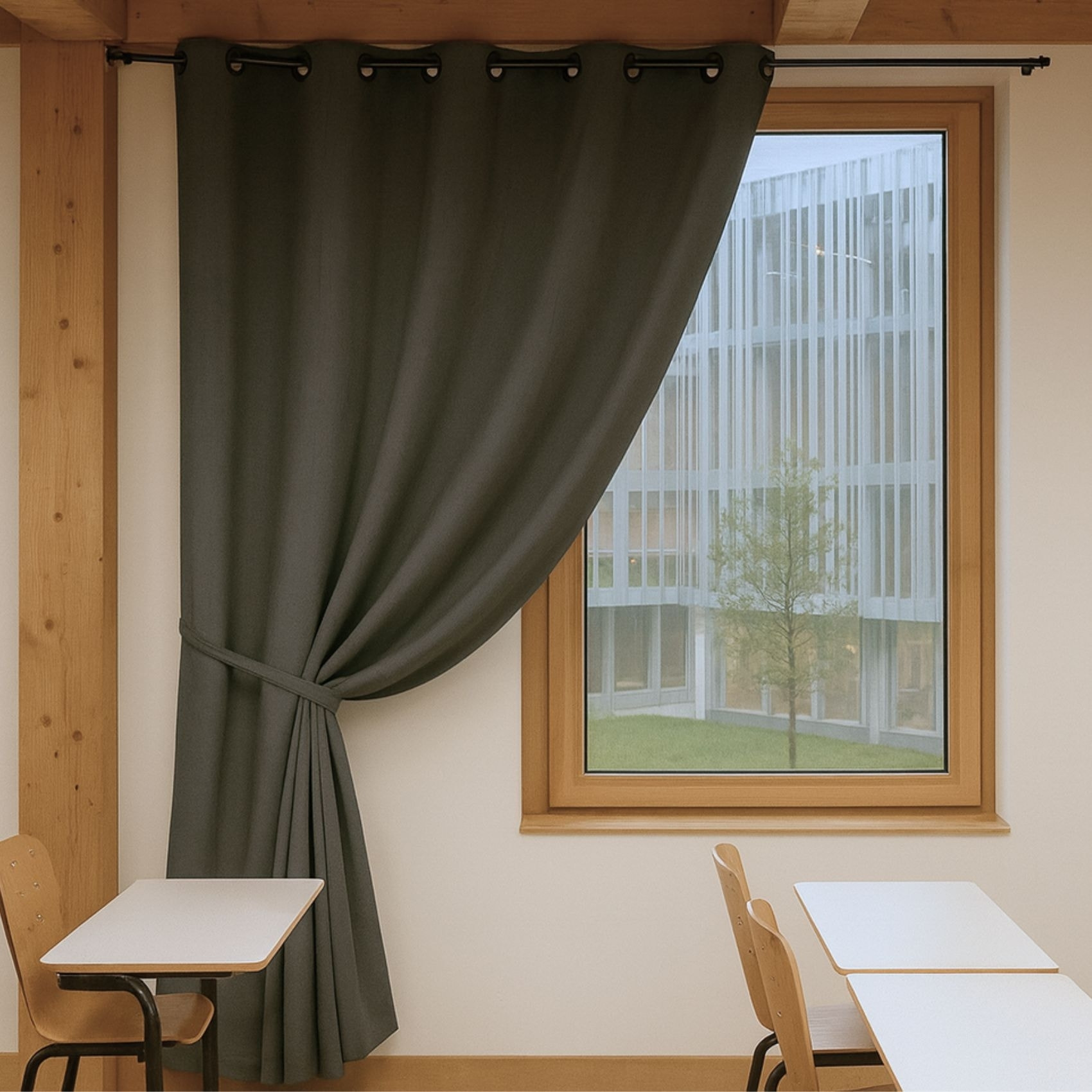 Rideau 100% Occultant Ignifugé M1 Non Feu Gris - Gris