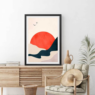 Affiche ""drowning sun"" Affiche sous cadre noir