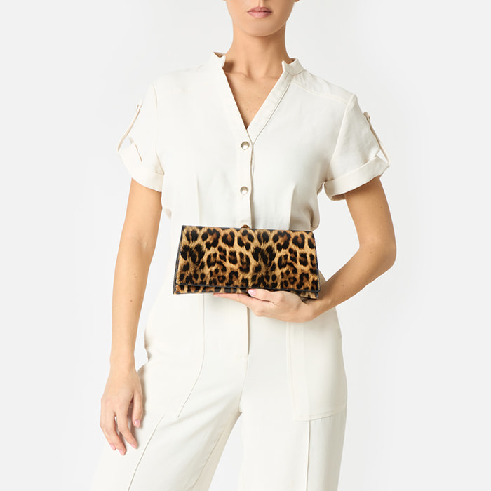 Pochette donna leopard in vernice