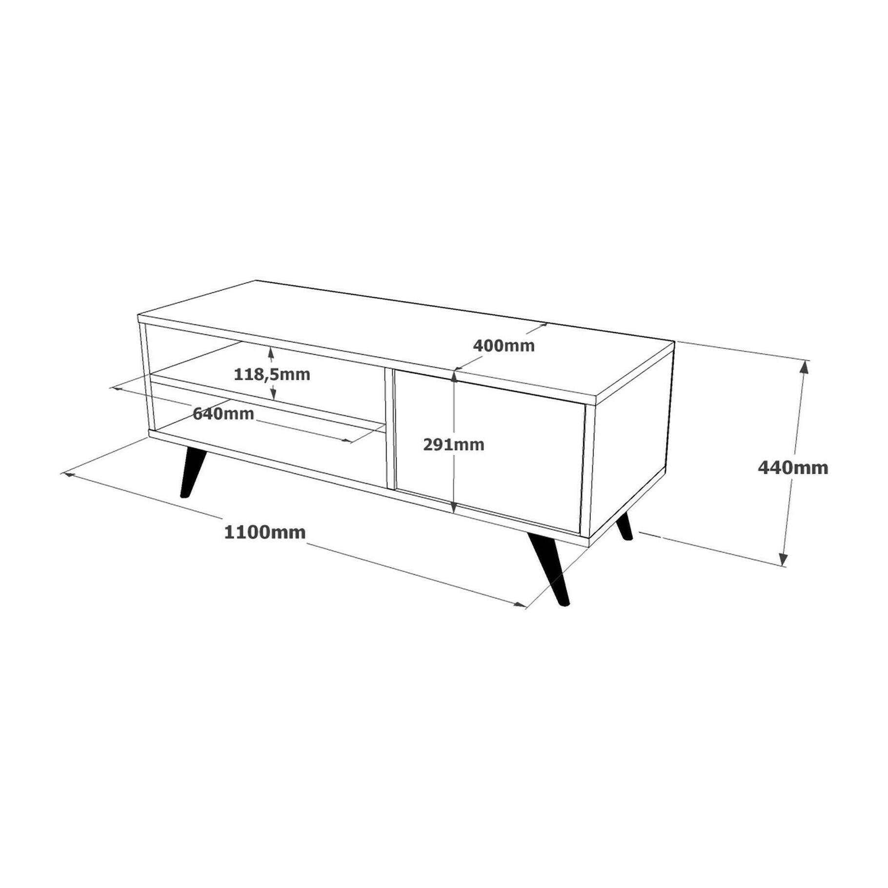 Mobile porta TV Dpavar, Credenza da soggiorno, Armadio basso per TV, Base parete attrezzata, 110x40h44 cm, Quercia