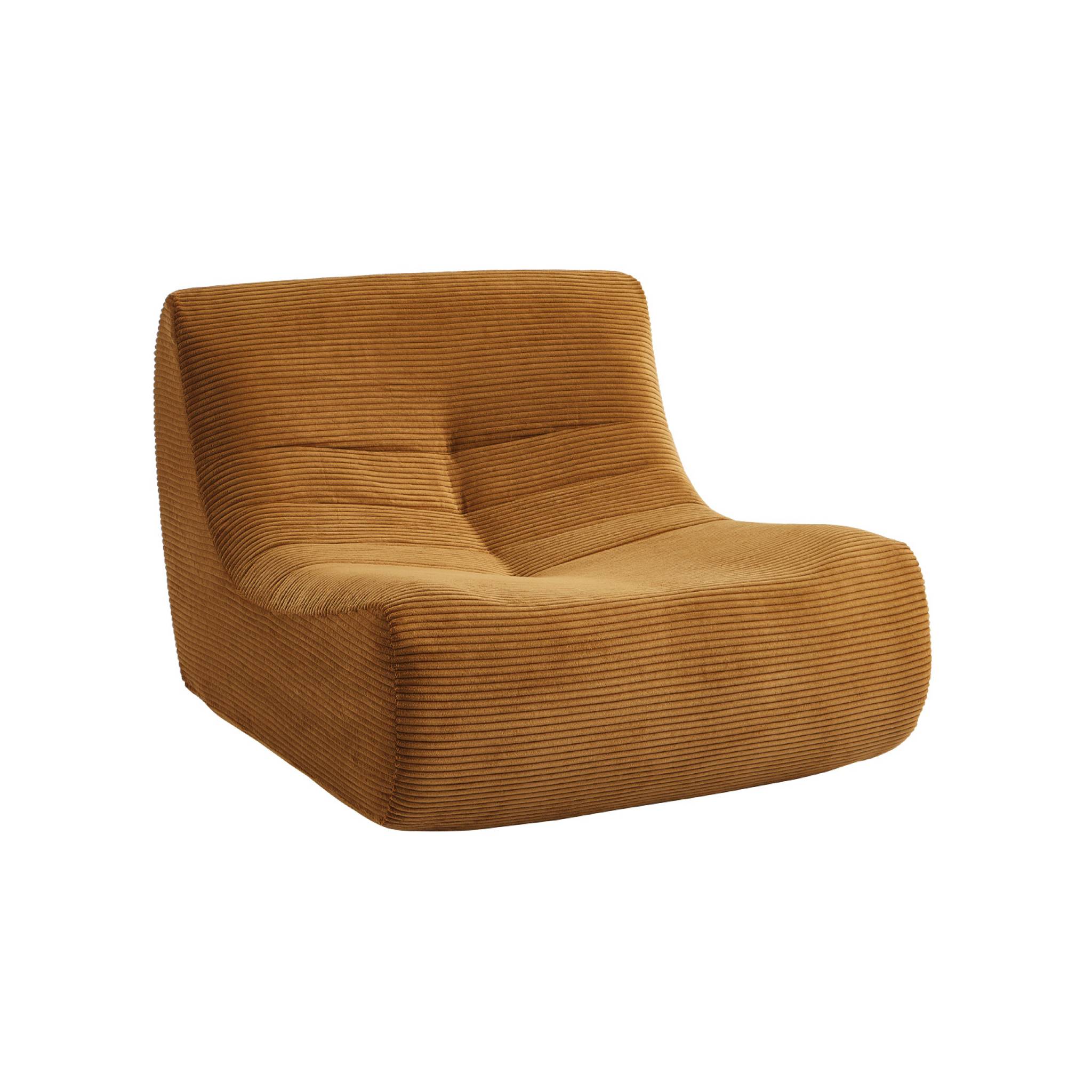 Chauffeuse velours côtelé 3 places moutarde L 91 x P 105 x H 72 cm - SOKOL