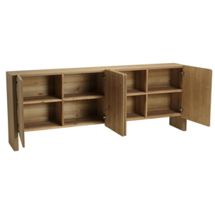 ELLA - Buffet L213 couleur naturelle 4 portes design arrondi