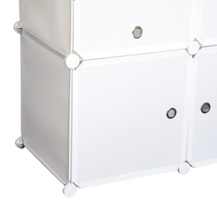 Armoire étagère à chaussures 3 niveaux 6 compartiments plastique + autocollants décoratifs 75L x 37l x 73H cm blanc