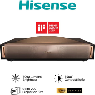 Vidéoprojecteur home cinéma HISENSE L9Q 2025 - 4K Ultra HD Triple Laser - 5000 lumens - Ultra Courte Focale