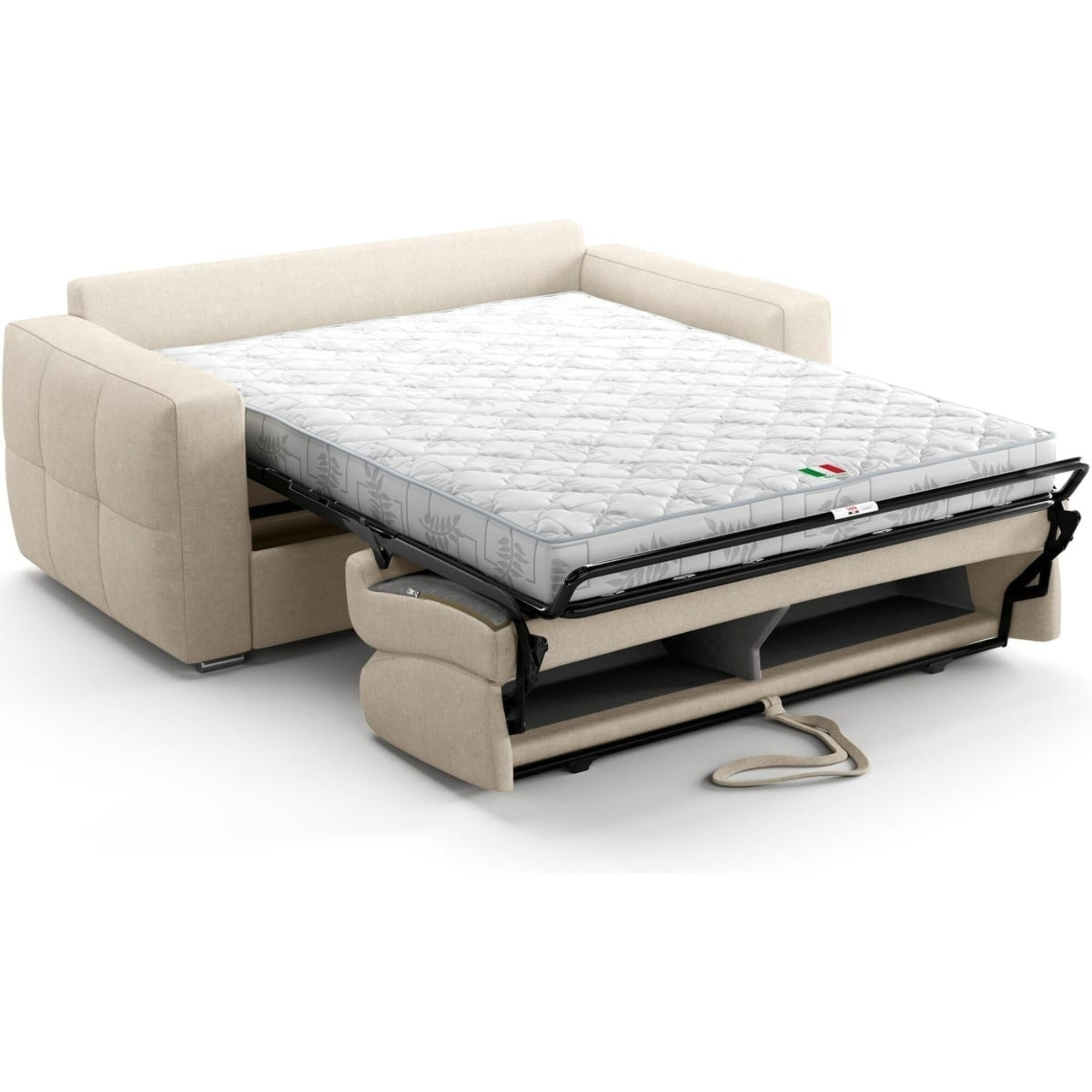 Canapé capitonné convertible 3 places en tissu chenille - ouverture express - CASSIAN