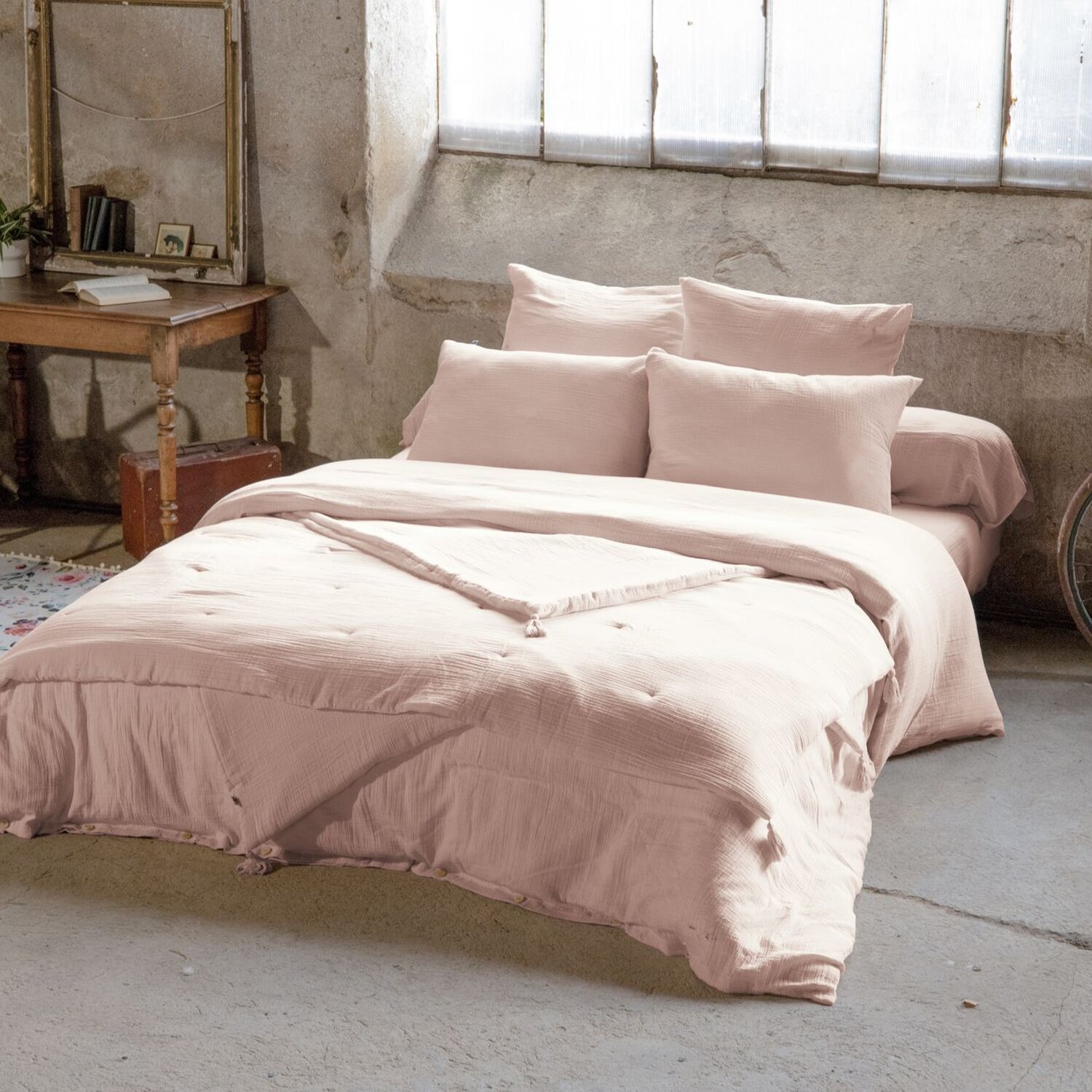 Drap housse - bonnet:30cm - 100% gaze de coton terracotta