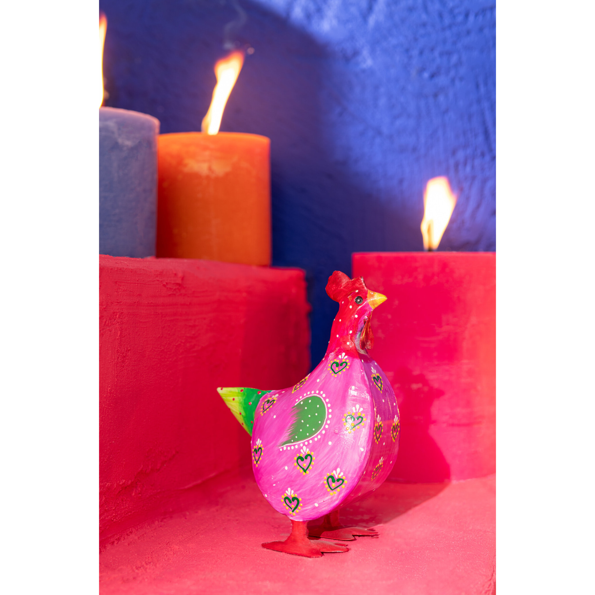 J-Line décoration Coq - acier - mix - small - 3 pièces
