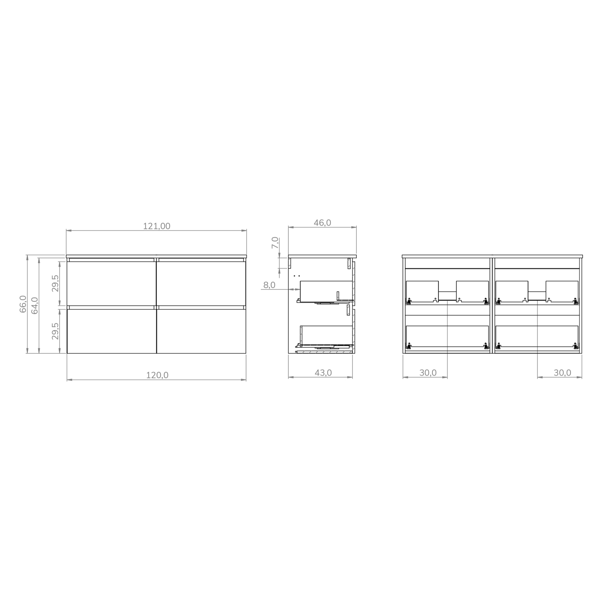 Conjunto de Baño Gloom | Mueble de Baño Suspendido | 120 cm Nature| Cuatro Cajones | Lavabo Encastrado | Mueble Montado | Alday