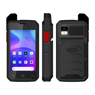 DAM Smartphone robusto F101 4G, Android 10, 2 GB RAM + 16 GB. schermo da 4''. 13MP+5MP. GPS. Funzione walkie-talkie POC. Antenna amplificatrice. Altoparlante in classe K. 7x2,3x13,5 Cm. Colore nero