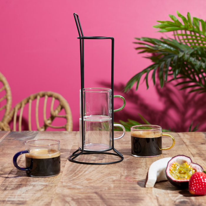 Tasse Expresso Verre X4 Avec Support