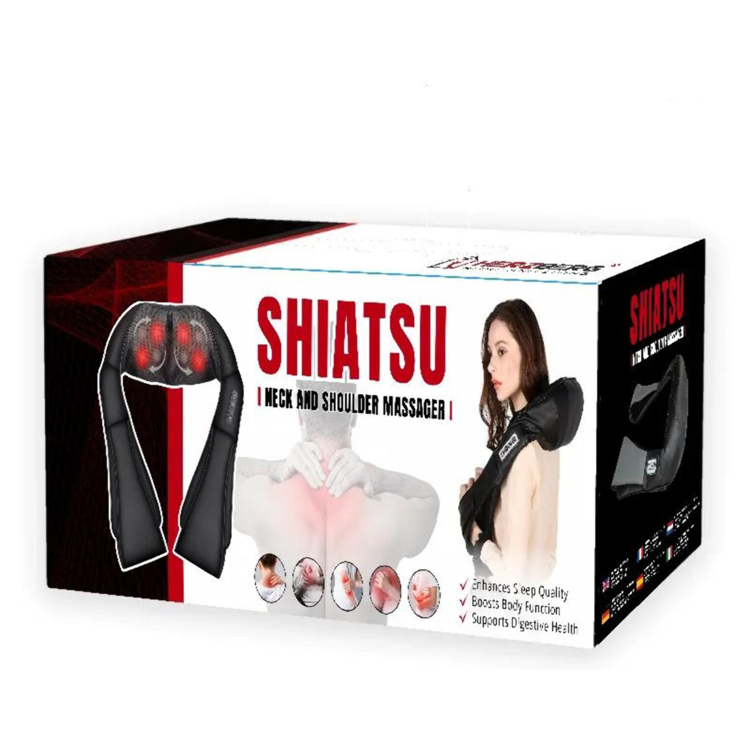 Appareil de massage pour la nuque et épaule Shiatsu Noir Herzberg HGMSG20-BLK
