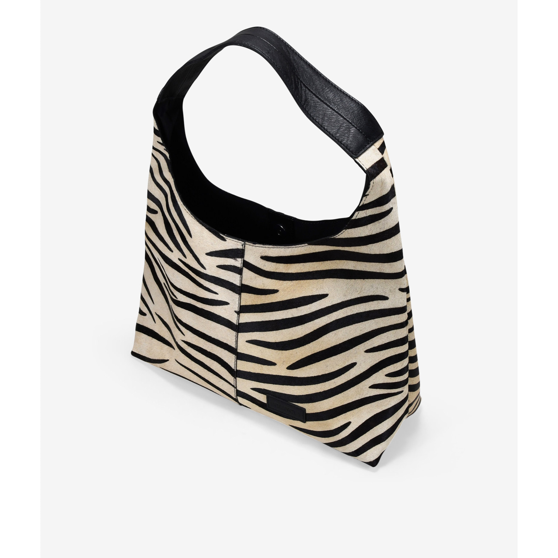 Bolso de hombro de piel con pelo efecto cebra