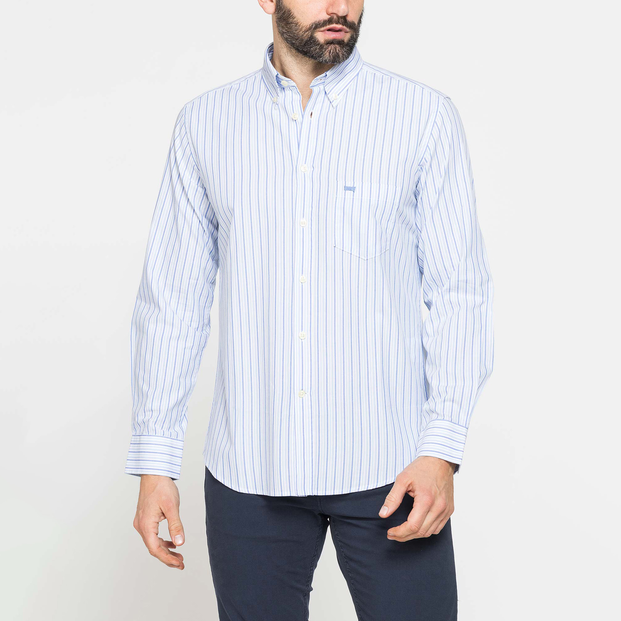 CAMICIA BUTTON-DOWN CON MANICA LUNGA E TASCHINO