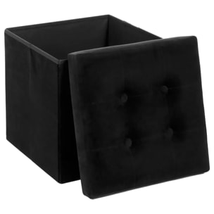 Pouf pliant "Lysandre" noir effet velours