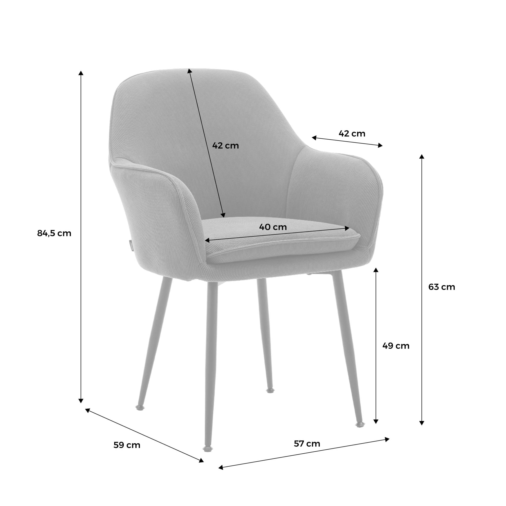 Lot de 4 fauteuils en velours vieux rose et pieds en métal noir. Shella L 57 x P 59 x H 84.5