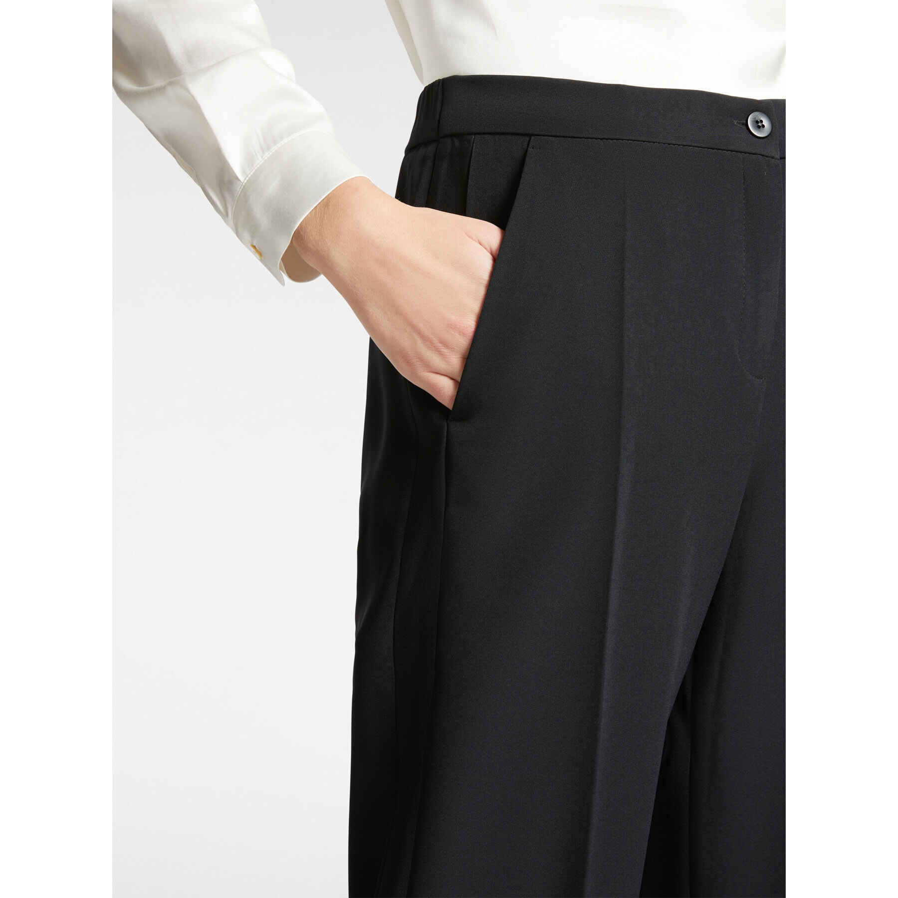 Elena Mirò - Pantalones en cady con bordes laterales - Negro