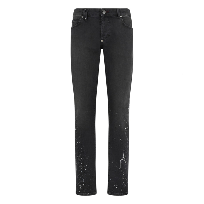 PHILIPP PLEIN Super Straight Cut Jeans Paint