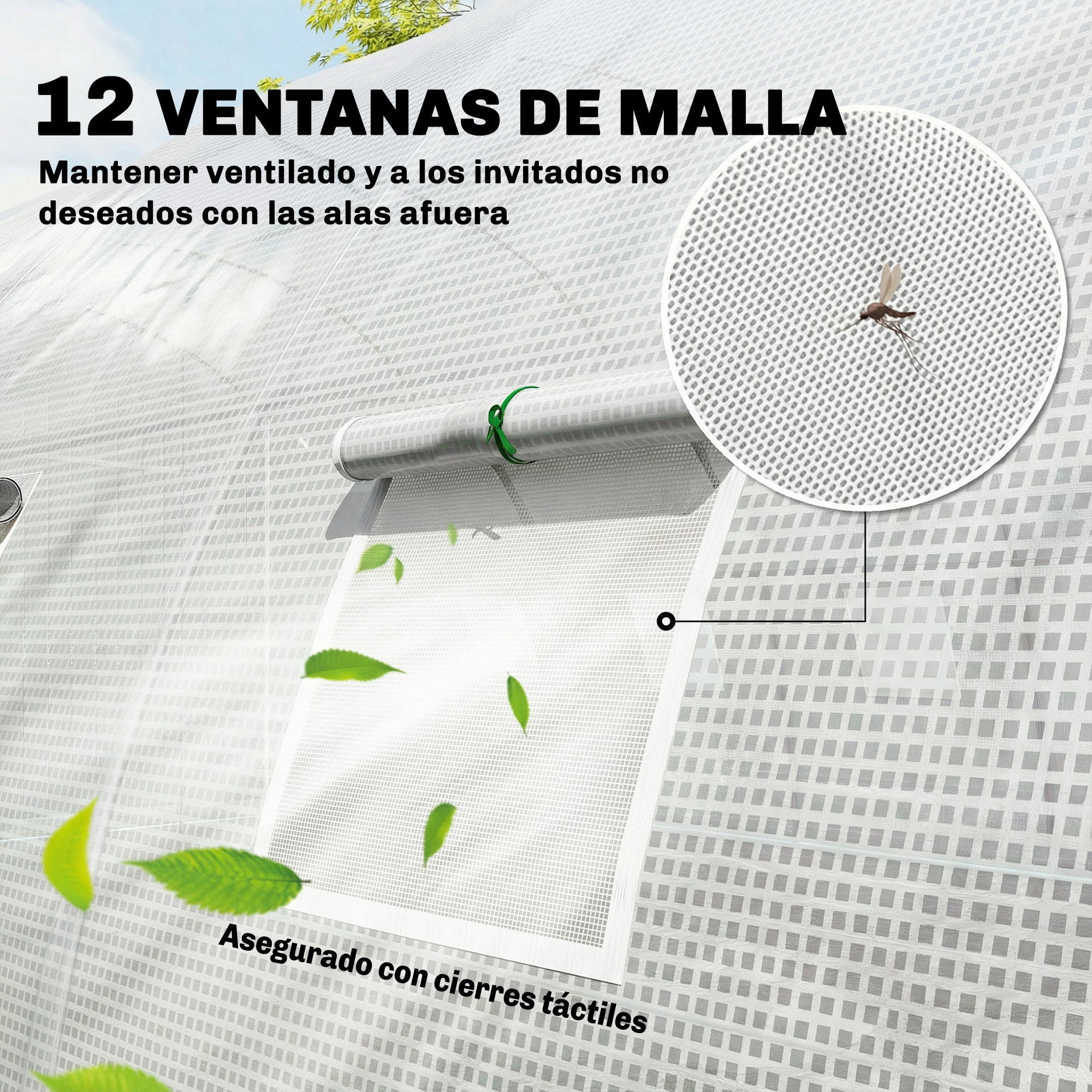 Invernadero de Exterior 6x4x2 m, Invernadero de Túnel con 2 Varillas de Soporte, Puertas Enrollables, Ventanas de Malla, Cubierta PE y Marco de Acero Galvanizado, Anti-UV, Impermeable, Blanco