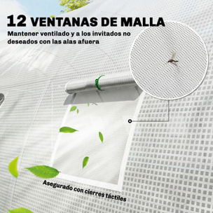 Invernadero de Exterior 6x4x2 m, Invernadero de Túnel con 2 Varillas de Soporte, Puertas Enrollables, Ventanas de Malla, Cubierta PE y Marco de Acero Galvanizado, Anti-UV, Impermeable, Blanco