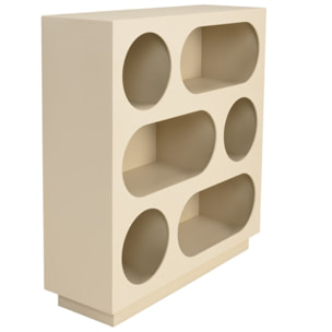 AGATHE - Buffet 70x23cm 6 niches en bois peint beige