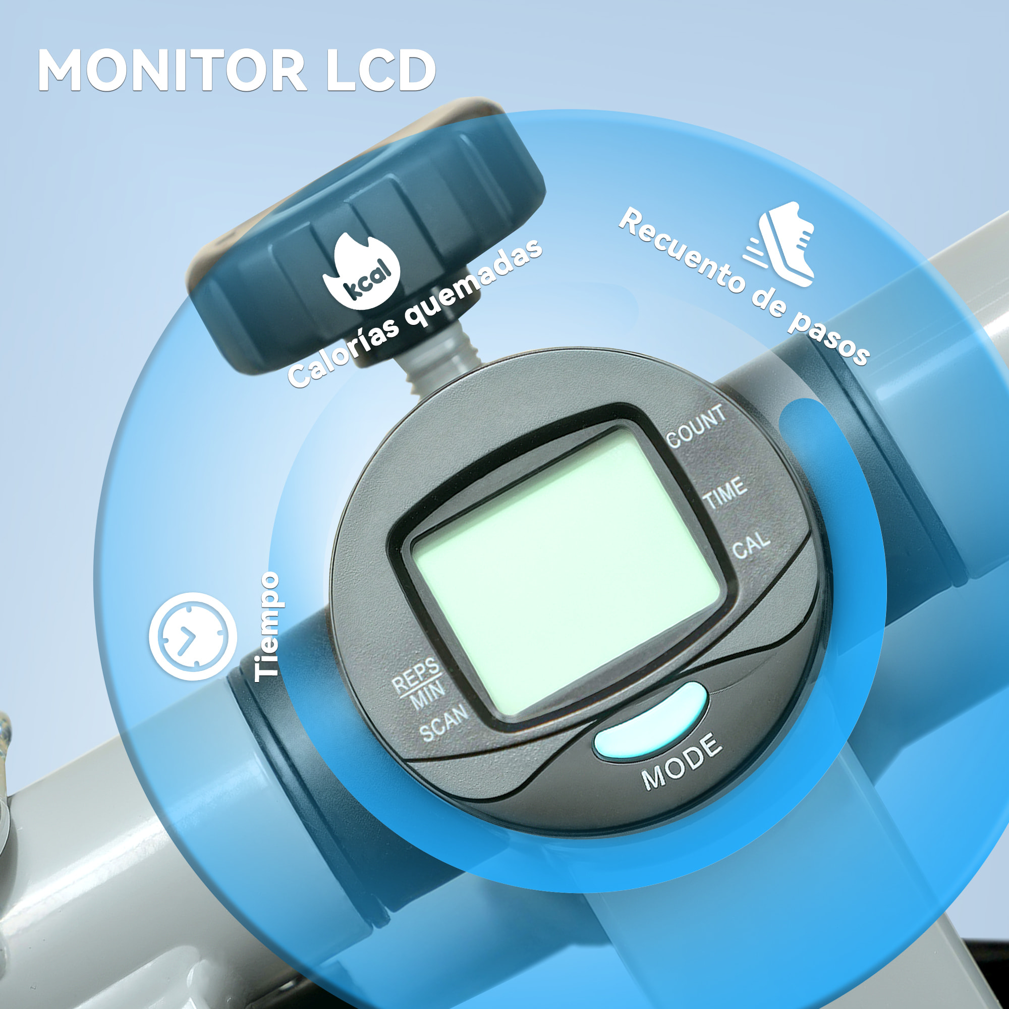 Mini Stepper para Hacer Ejercicio en Casa Máquina de Escalada Compacta con Bandas de Resistencia Monitor LCD Pedales Antideslizantes Ajustables en Altura para Entrenamiento de Cuerpo Gris