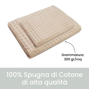 Set asciugamani bagno in cotone spugna 300 gr/mq, coppia viso e bidet morbida e assorbente, asciugatura efficace e comfort sulla pelle, resistenti ai lavaggi, ideali per uso quotidiano, set coordinato bagno, dimensioni 110x60 cm e 60x40 cm