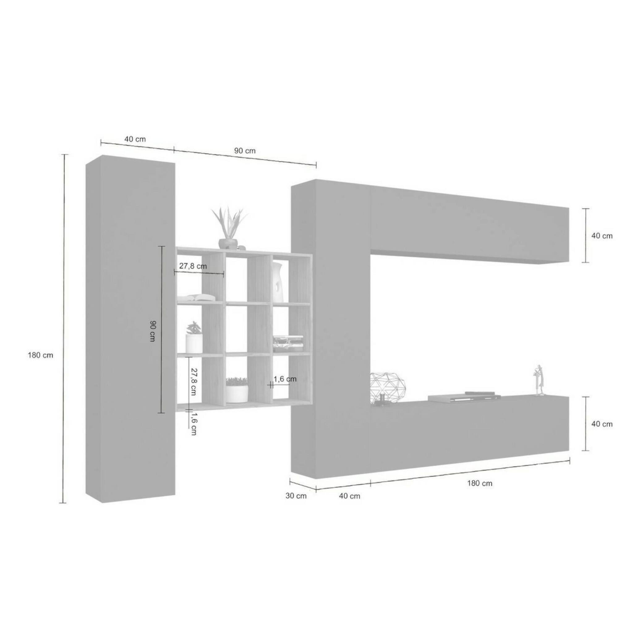 Parete attrezzata Gualtiero, Set salotto porta TV a 4 ante, Mobile soggiorno multiuso, 100% Made in Italy, cm 350x30h180, Bianco lucido