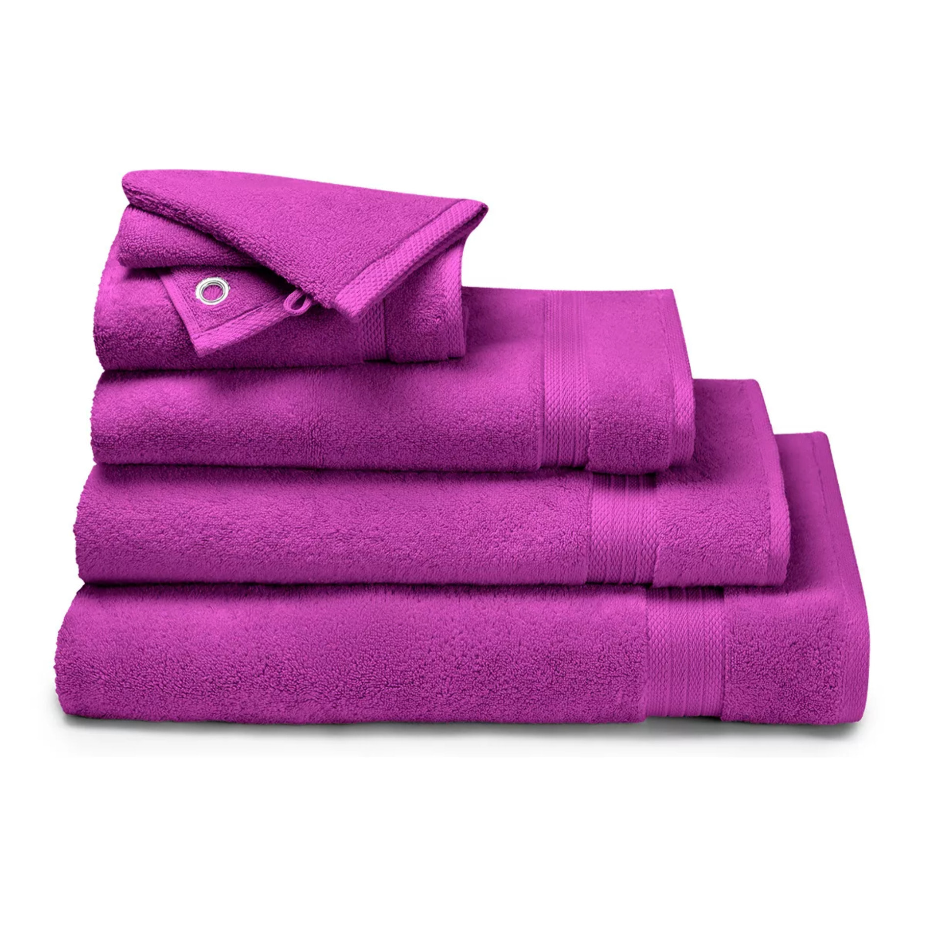 Serviette invites pur coton 550 g/m² uni violet Elea raisin