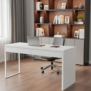 Scrivania Ufficio Home Office Studio Design Moderno Tavolo Lavoro Computer Cassetti Arredo Casa Professionale Ampia Superficie 138 x 50 x 75 Cm Bianco