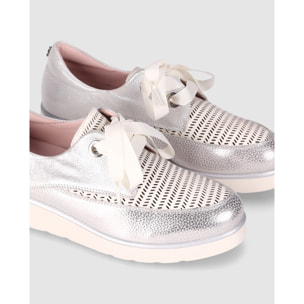 Zapatos de Piel - Plata - Tacón: 3 cm