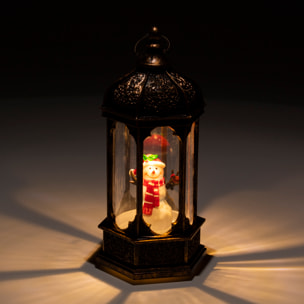 Candelabro di Natale con luce ed effetto neve di 14 cm. Design Pupazzo di neve.